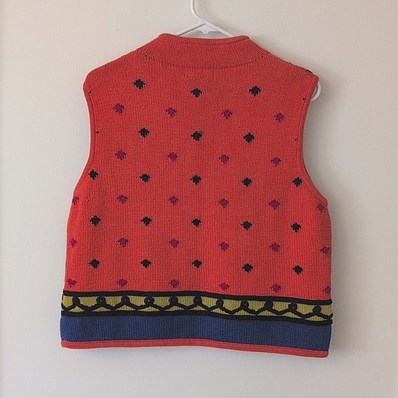 Vintage Lisa Nichols Large 100% Cotton Zip Up Sweater Vest Eclectic Boho Indie - Picture 5 of 6